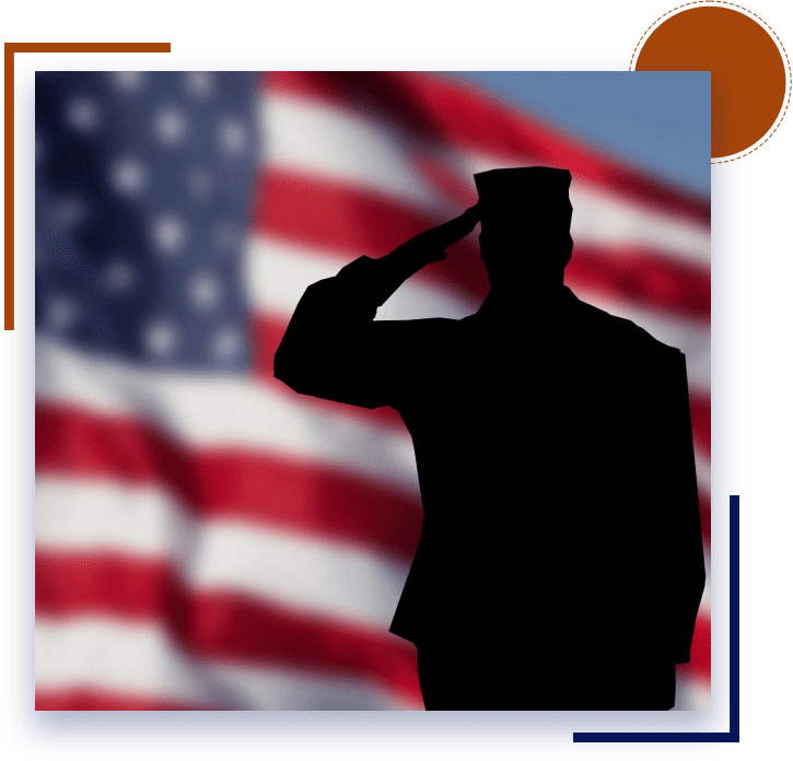 A soldier saluting in front of an american flag.